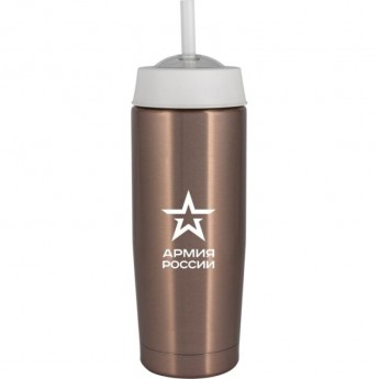 Термостакан с трубочкой THERMOS АРМИЯ РОССИИ "КАТЮША" из нержавеющей стали, 0,47 л (бронзовый)